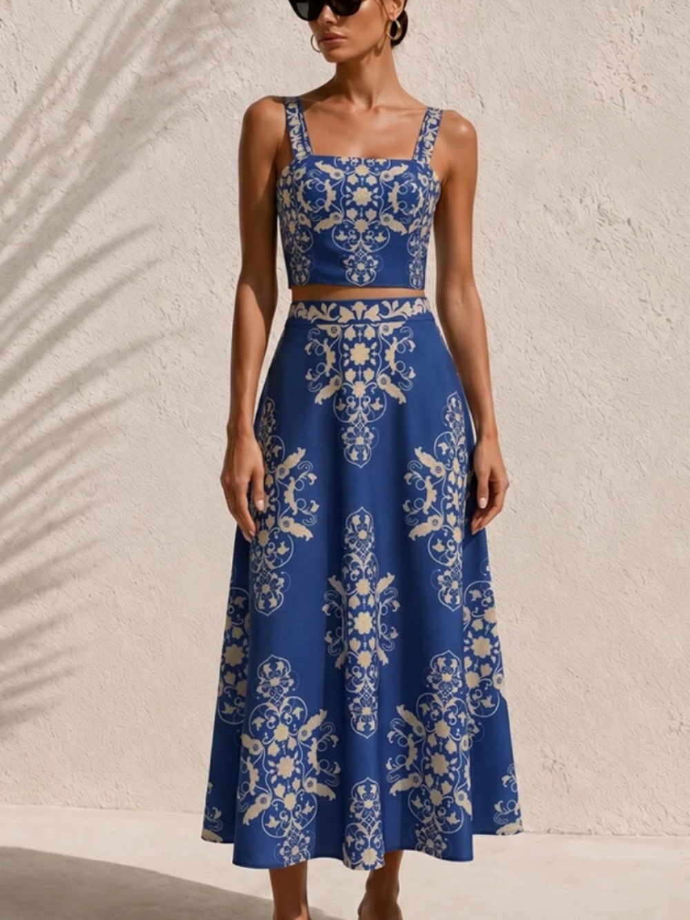 NWT - Baroque Print Cami Crop Top & Maxi Skirt Set
